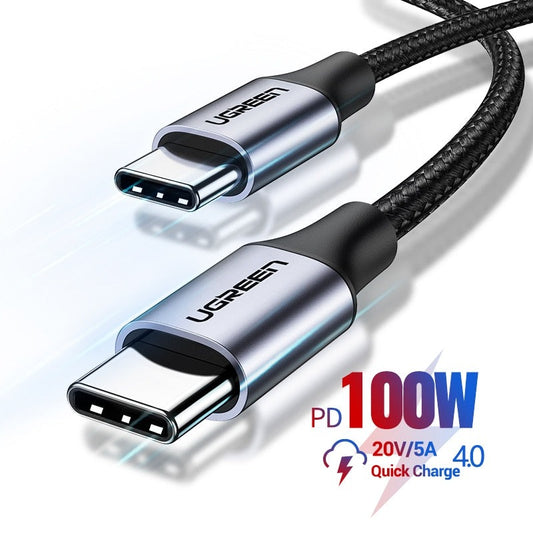 UGREEN 100W USB Type C To USB C Cable For Macbook iPad Samsung Xiaomi PD Fast Charging Charger Cord 5A E-Marker Chip Fast USB C