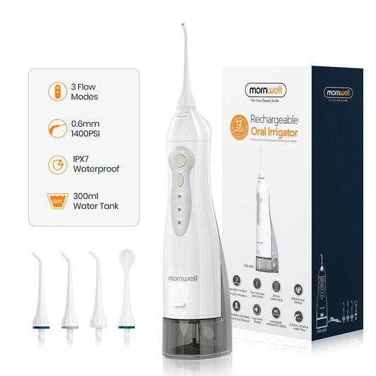 Oral Irrigator USB Rechargeable Water Flosser Portable Dental Water Jet 300ML Water Tank Waterproof Teeth Cleaner